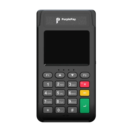 A black handheld pos device 
